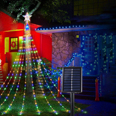 Christmas Pentagram Waterproof String Light Solar Outdoor Festivals Decorations 3M/2M Led Fairy Lamp 8 Modes Family Party Holida