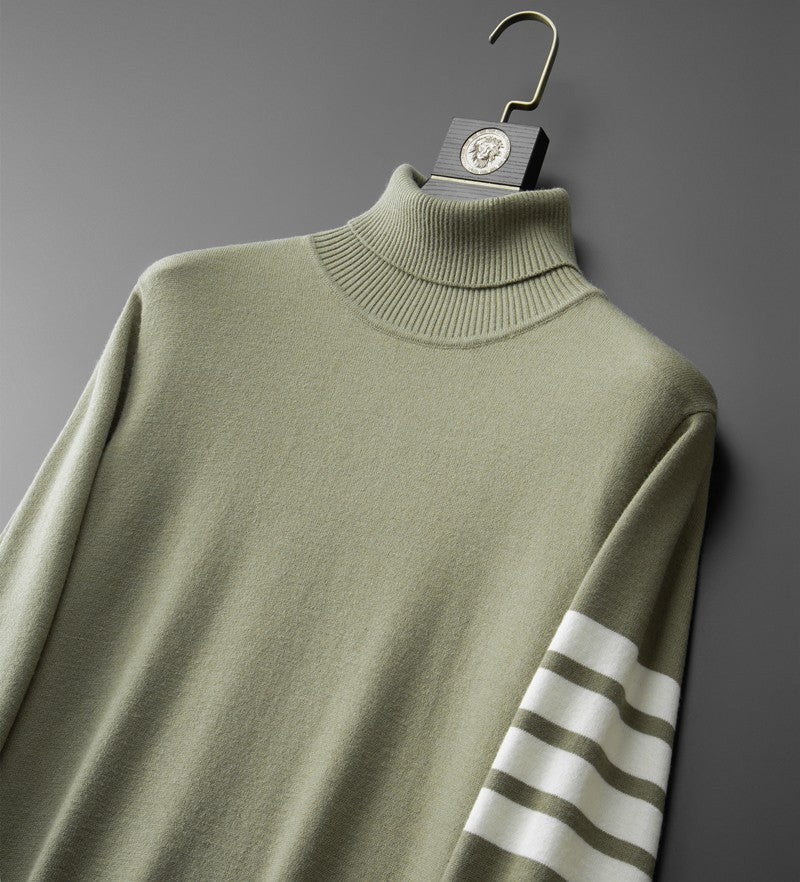 High end brand men's knitted sweater autumn and winter new item high-end striped design Korean version boutique casual pullover