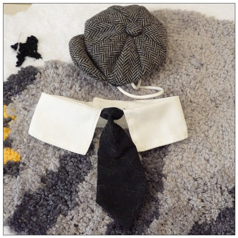 Chapéu Engraçado Para Gatos de Estimação, Boina, Gravata Borboleta, Fantasia de Banho, Gângster Bonito, Adereço de Foto, Fantasia de Halloween Para Animais de Estimação