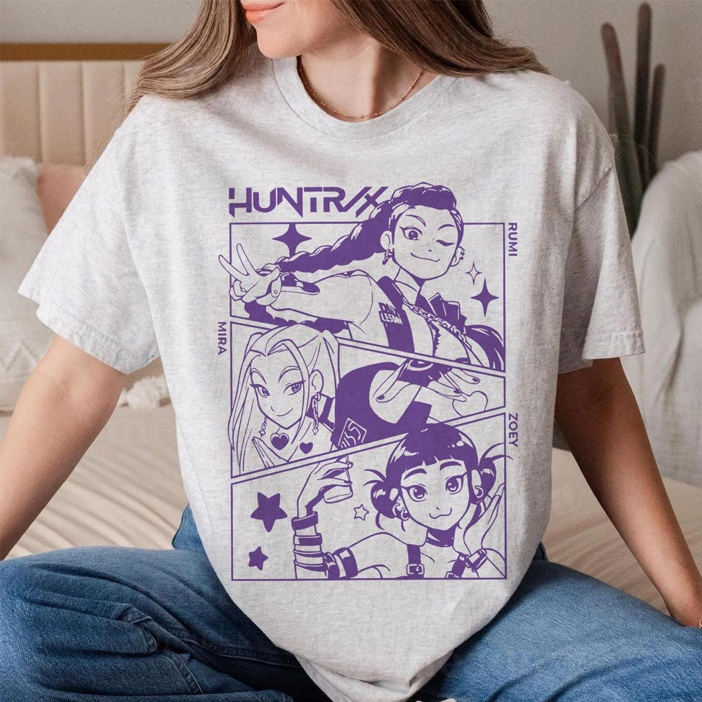 HUNTRIX K-pop Demon Hunter Anime T-shirt Harajuku O-neck Casual Shirt Fans Gift Aesthetic Graphic T Shirts Women Clothes