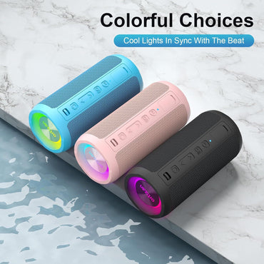 Ortizan Portable Wireless Speaker Bluetooth 5.3 , Powerful Bass, RGB Lights, IPX7 Waterproof, TWS, AUX&TF-Card Input, Gift Ideas