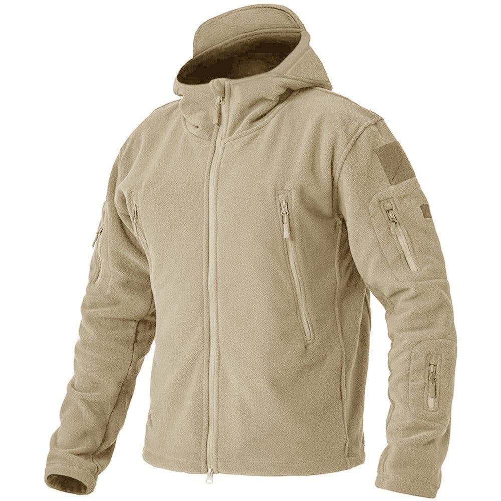 TACVASEN Winter Hooded Coats Mens Fleece Jackets Full Zip Up Multi-Pockets Fishing Hiking Climbing Outerwear Causal Parka Tops