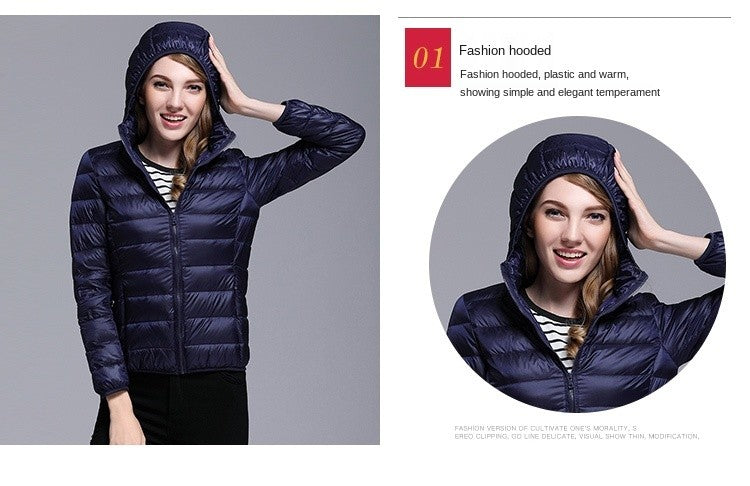 White Duck Down Winter Hoody Jackets Ultra-light Women Down Coats Puffer Long Sleeve Warm Slim Portable Thin Female Outwears 7XL