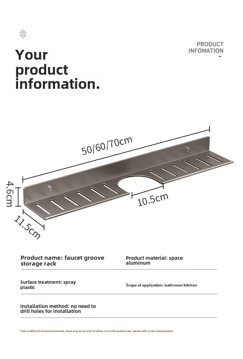 Toilet faucet storage rack, toilet sink, washbasin, wall mounted non perforated mirror front bathroom rack