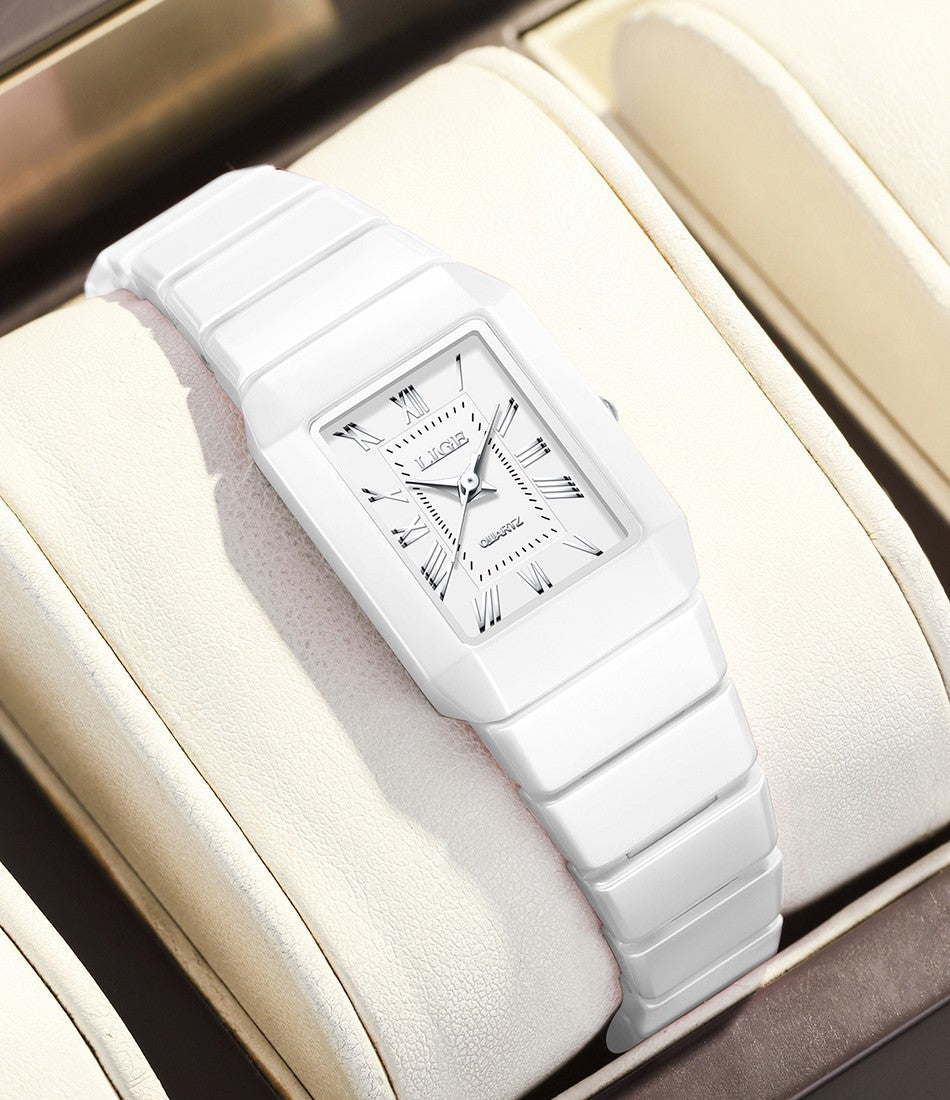 New Fashion LIGE Elegant Quartz Woman Watch Top Brand Luxury Ceramic Strap Waterproof Simple Dial Watches for Women Ladies Gifts