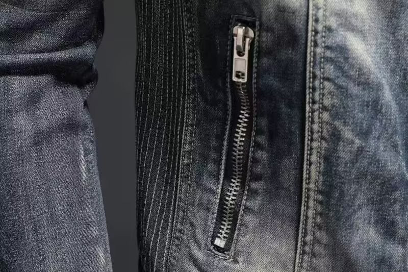 Men Denim Jackets Coats Zipper Coat Slim Fit Casual Solid Turn Down Collar Full Sleeve Regular Jacket Autumn Winter 2024
