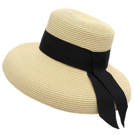 Summer Flat Bonnet, Big Eaves Fisherman Cap, Japanese Hepburn Style, Handmade Women Beach Holiday Fold Temperament Sun Hat