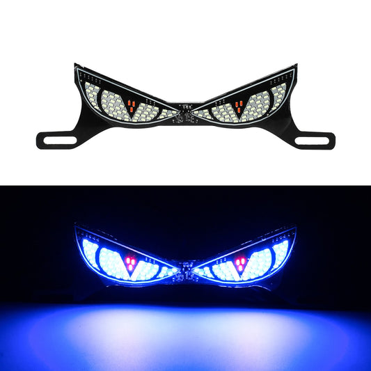 1Pair Motorcycle License Plate Tail Light Modified Decorative Atmosphere Lamp LED Devil Eye Strobe Single Lights 12V Universal