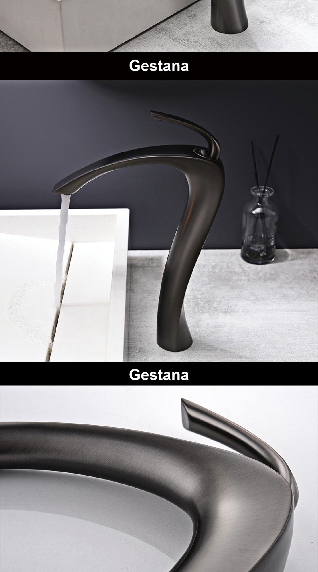 Chrome Luxury Brass Bathroom Vanity Faucet Modern Deck Mounted Basin Tap With Anti-Leak Ceramic Valve Hot/Cold Water Control