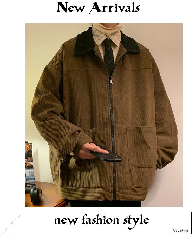 American Style Vintage 2025 Men Bomber Jacket Windbreakers Zipper Coats Autumn Loose Cargo Outwear