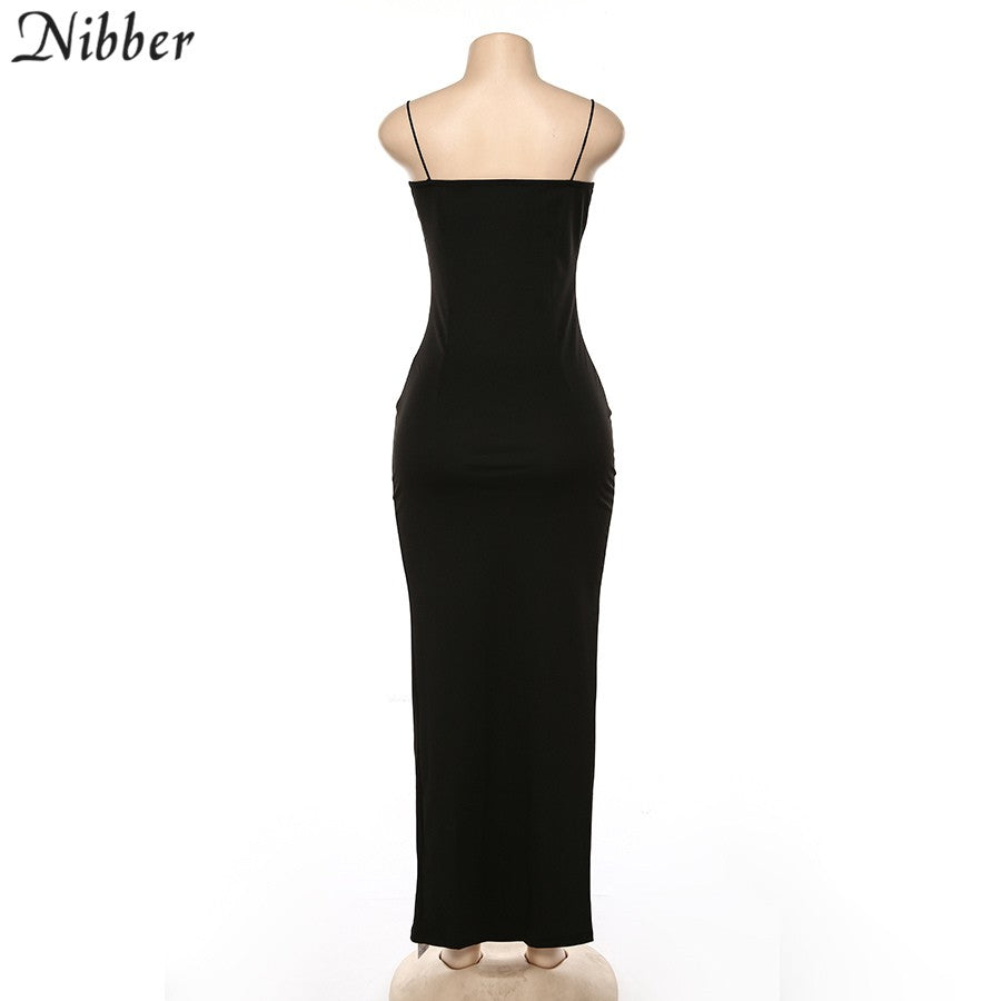 Nibber red black New year christmas party long dresses women spring Basic bodyco
