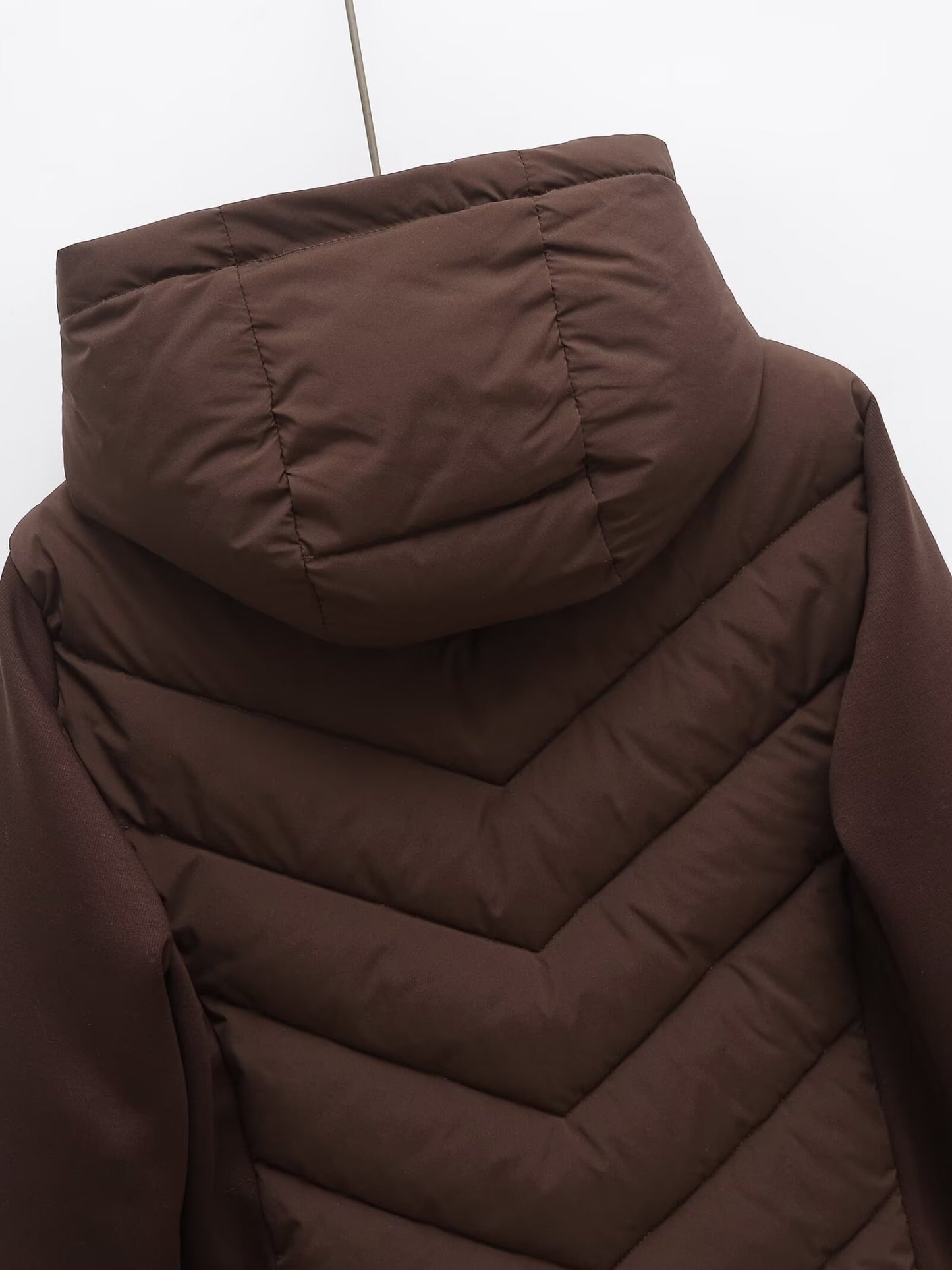 BSK&TRAF autumn and winter new women's hooded air cotton long-sleeved slim stitching light quilted down cotton jacket for women