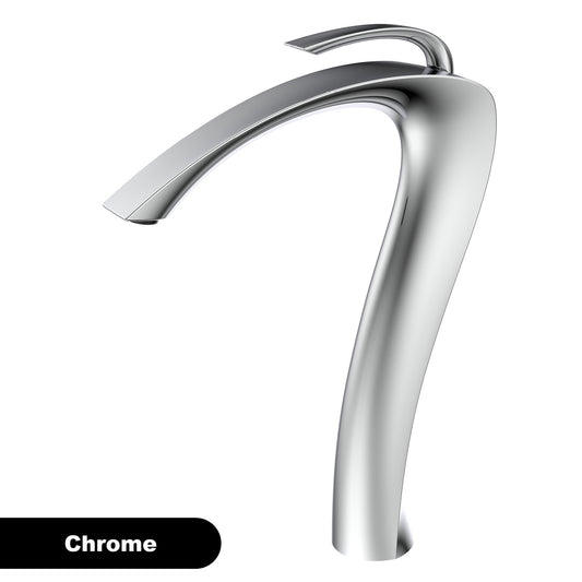 Chrome Luxury Brass Bathroom Vanity Faucet Modern Deck Mounted Basin Tap With Anti-Leak Ceramic Valve Hot/Cold Water Control