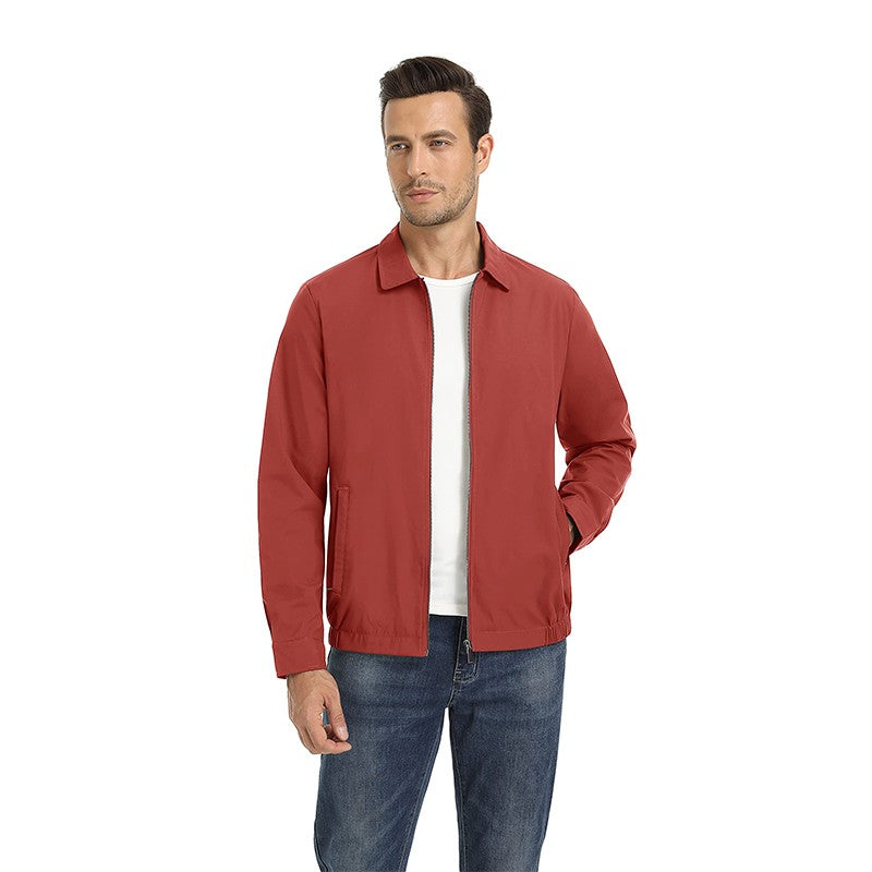 MAGCOMSEN Men's Zip-Front Golf Jacket Spring Summer Casual Jacket Solid Color Turn-down Collar Outerwear Hiking Fishing Travel