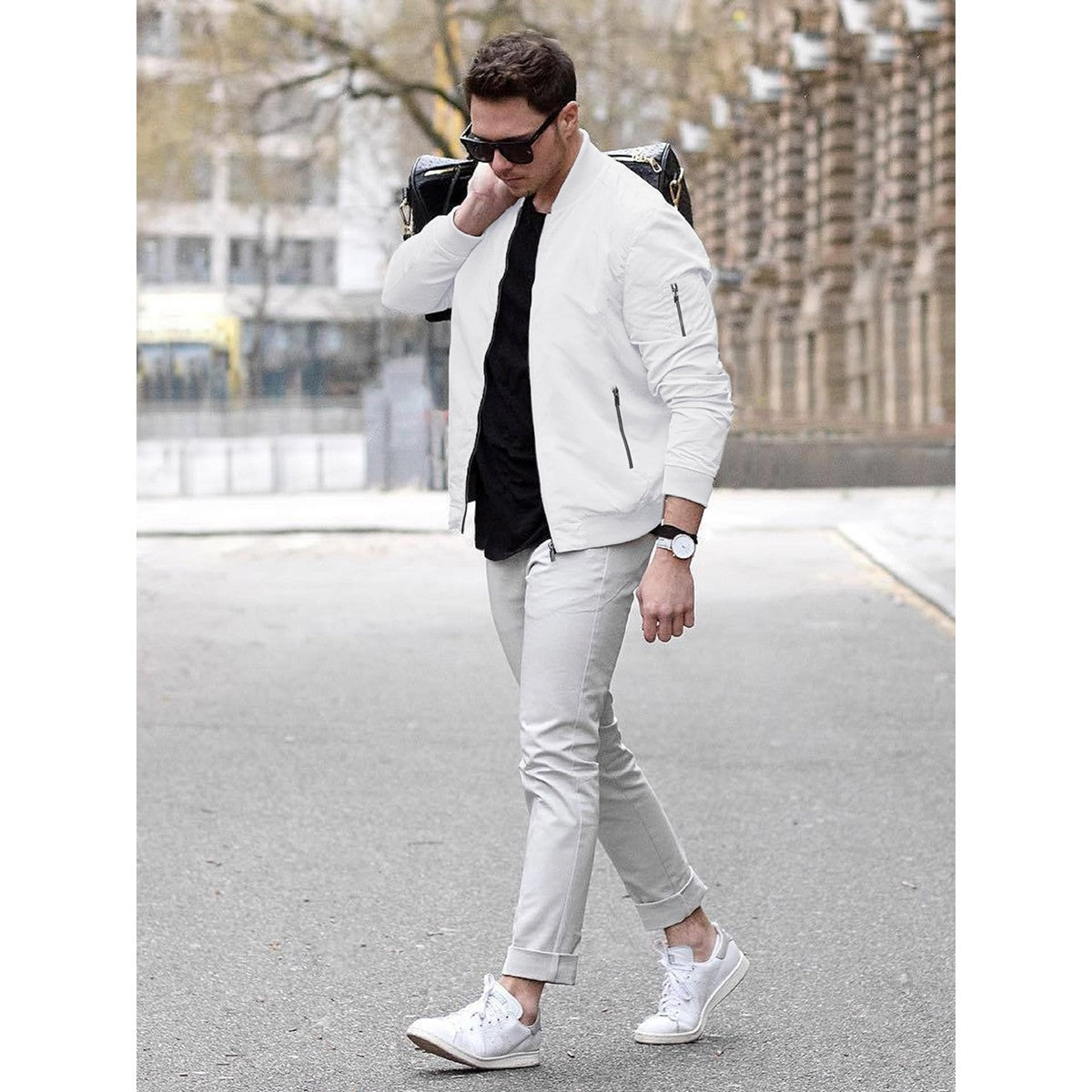 TACVASEN Men's Bomber Jacket Summer Autumn Thin Lightweight Casual Windbreaker Multi-pockets Full Zip Up Varsity Baseball Jacket