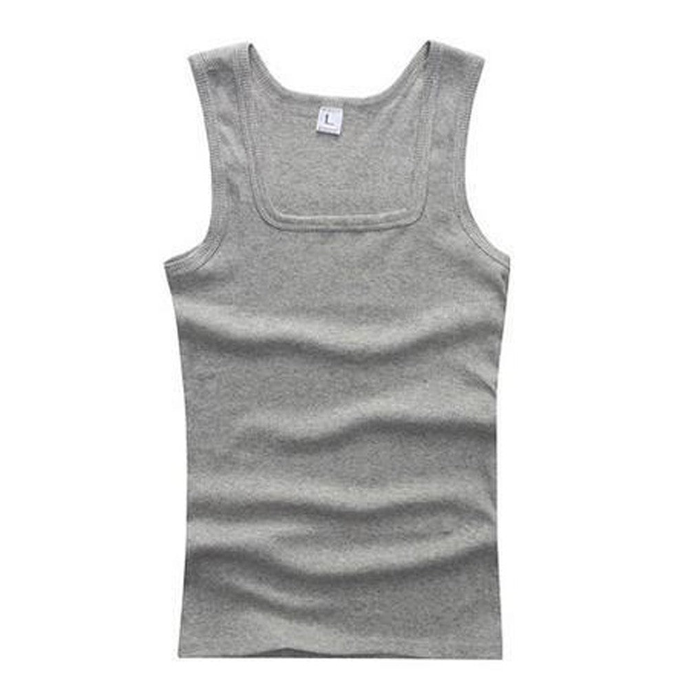 Hot Sale 100% Cotton Mens Sleeveless Tank Top Solid Muscle Vest Undershirts Square Neck Gymclothing Tees Whorl Tops Bodybuilding