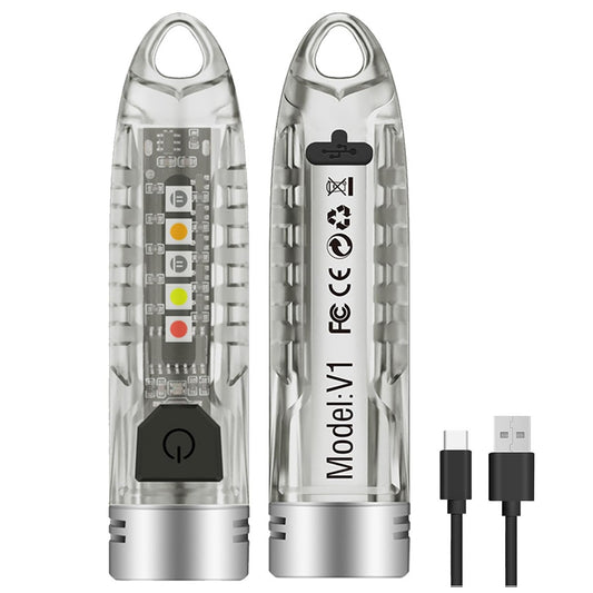 EDC Flashlight 400LM Uv Light Waterproof Usb Rechargeable Small Keychain Pocket Camping Work Mini Led Emergency Portable Outdoor