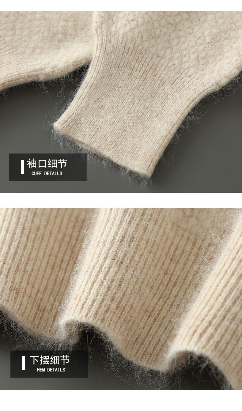 Autumn And Winter New Mink Cashmere Sweater Men's POLO Collar Thickened Loose Lapel Cashmere Long Sleeve Knit Bottoming Shirt