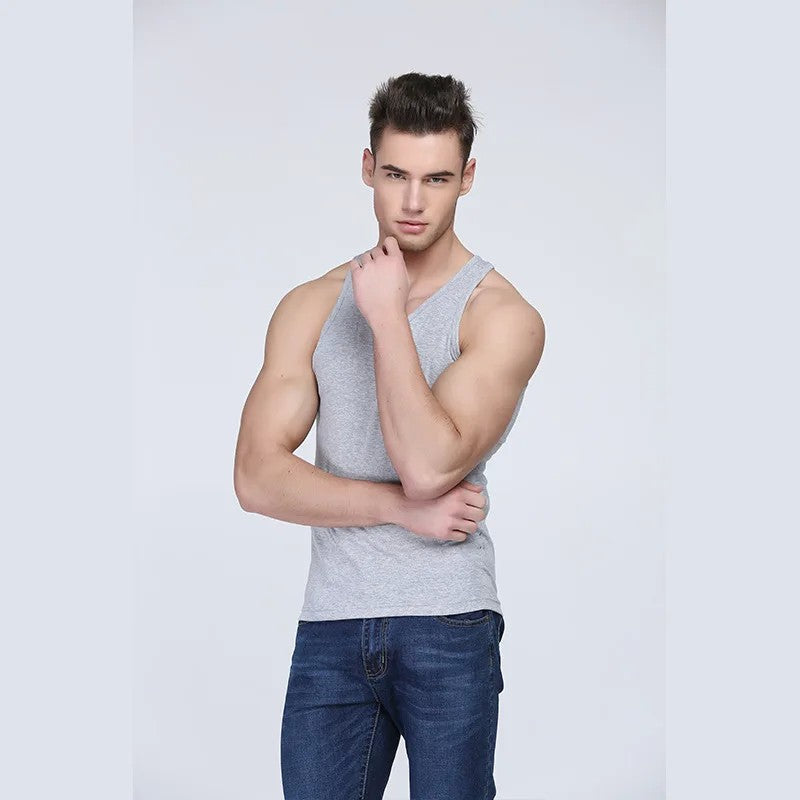 On Sale Men Vests Cotton Underwear Sleeveless Tank Top Solid Muscle Vest Undershirts O-neck Gymclothing Bodybuilding Tank Tops