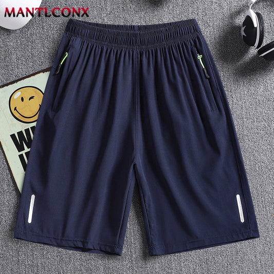 Quick Dry Shorts Men Summer Thin Short Pants Running Sports Bottom Gym Fitness Beach Zipper Pocket Loose Short Sweatpants Men
