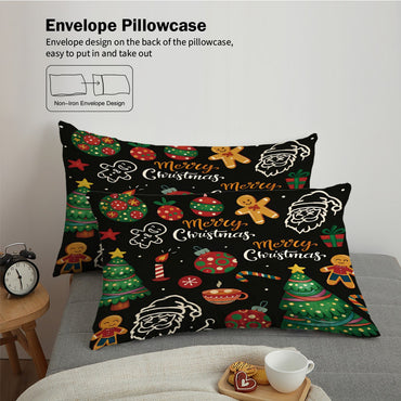 3pcs Merry Christmas Print Coreless Duvet Cover Set Multiple Sizes for Bedrooms Dormitories Soft Comfortable, Machine Washable