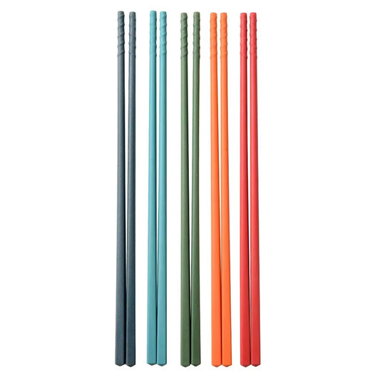 5 Pairs of Fiberglass Chopsticks Set 9.5 in Reusable Chinese Style Chopsticks Non-slip Easy To Use Bright Colors Dishwasher Safe