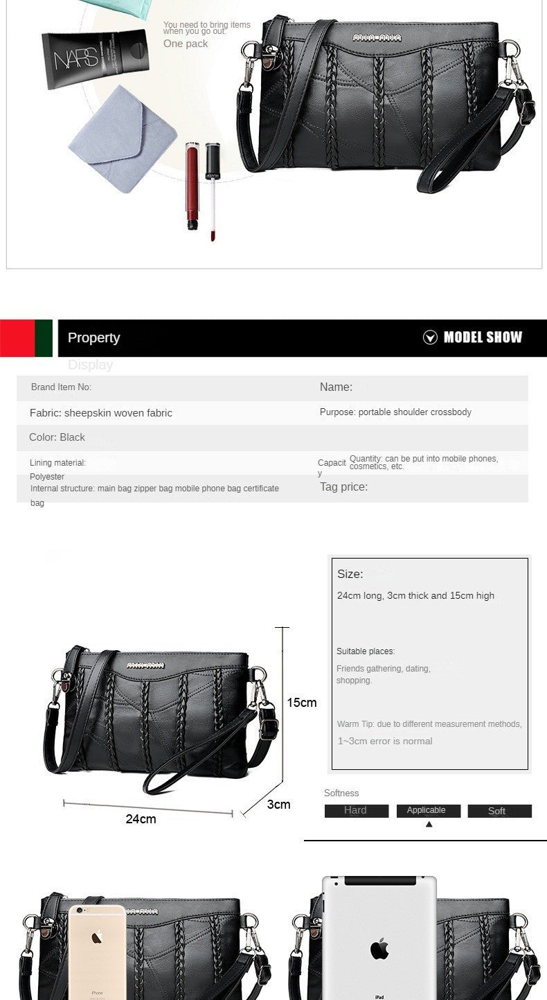 2024 New Single Shoulder Bag Women's Bag Fashionable New Atmosphere Change Handheld Bag Insert Lock Envelope Bag