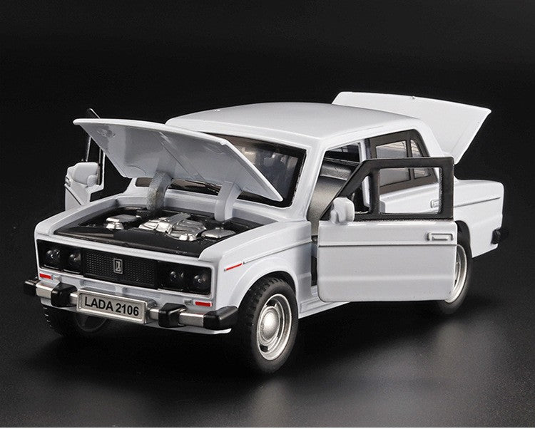1:32 LADA 2106 Liga Clássica Modelo de Carro de Brinquedo de Metal Fundido Som e Luz Puxar para Trás Brinquedo Infantil Miniatura Modelo de Veículo Presente para Crianças