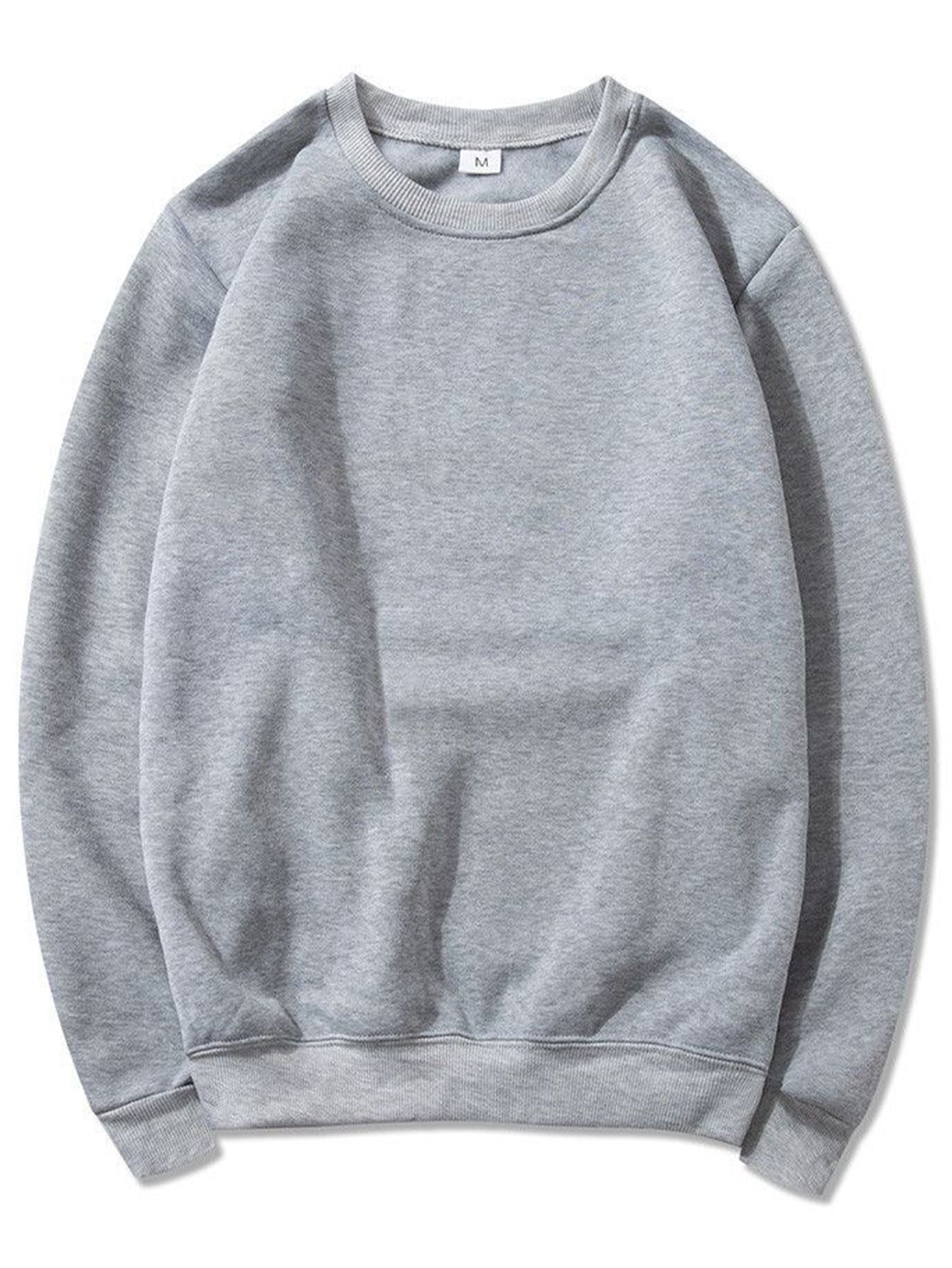 Men's Casual Loose Fleece Long Sleeve round Neck Sweatshirt Warm Sportswear for Autumn Winter Comfortable Cozy T-Shirt