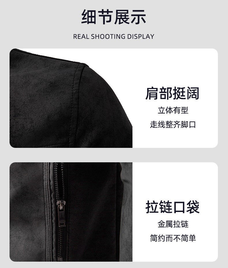 Spring Autumn Retro Leather Jackets Casual Men's Wear Tie Dyed Washed Matte Process Casual Outerwear Fashion Motorcycle Leather