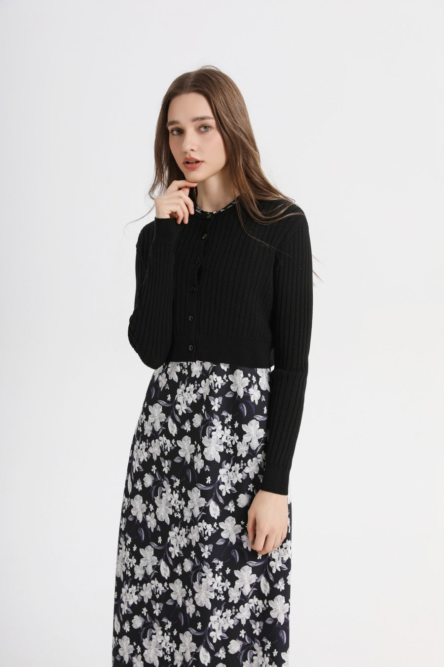AS 2025 spring summer elegance satin dress + knitted top match set maxi floor le
