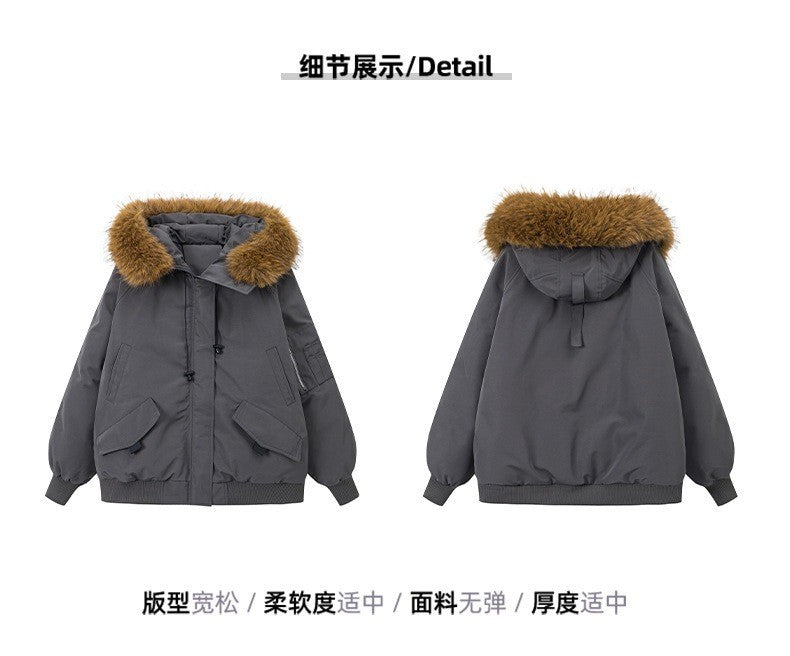 Winter Solid Long Sleeve Hooded Down Cotton Coat Tops Korean Women's Single Breasted Zipper Hooded Cardigan Short Jacket Thick