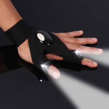 LED Flashlight Fishing Strap Fingerless Gloves Waterproof Cycling Camping Hiking Rescue Glove Lamp Lighting Gloves