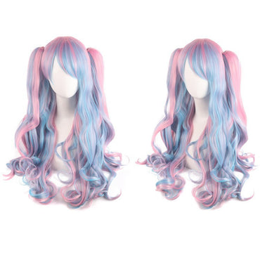 Cosplay Anime Wig Lolita Cute Lolita Double Ponytail Long Curled Hair Fake Hair Synthetic fiber wig