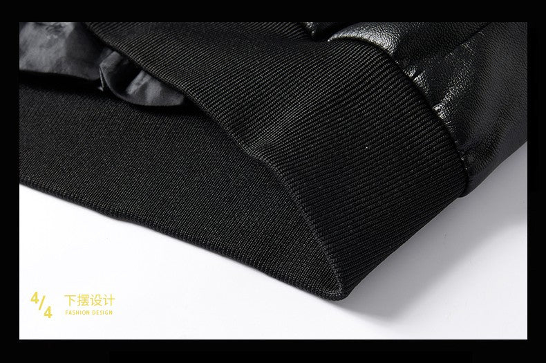 Men PU Leather Jacket Men Coats Windproof Motorcycle Autumn Stand Collar Travel Black Zipper Winter Business Zipper Overcoat