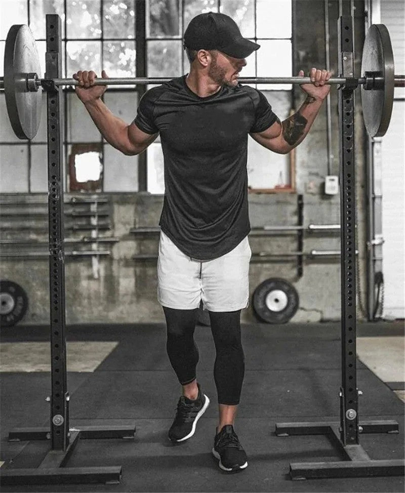 Summer Cotton Sports T-Shirts Mens Slim Fit Gym Fitness Male T Shirt Casual Running Bodybuilding Man Jogging Workout Clothing ?