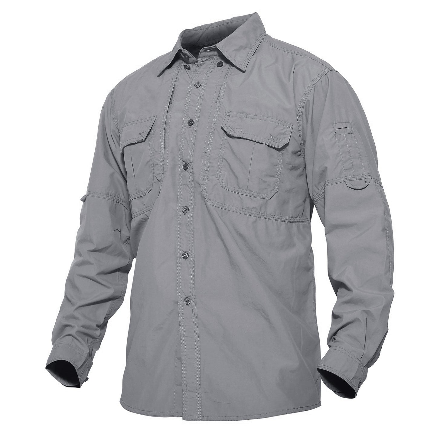 TACVASEN Mens Long Sleeve Shirts Summer Lightweight Quick Drying Shirt Hiking Nylon Shirts Long Sleeve Outdoor Work Cargo Shirts