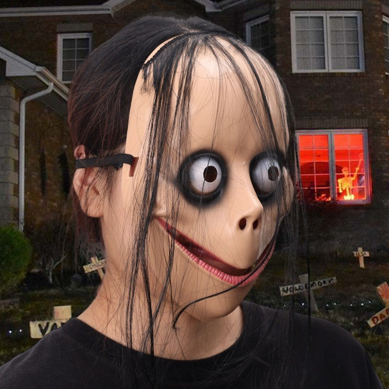 Funny Scary Halloween Mask Exaggerated Monster Face Mask Long Hair Spooky Cosplay Costume Accessory for Adults Party Deco Gift