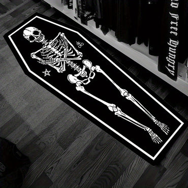 VIKAMA Horror Human Skull Carpet Bedside Rug Halloween Decoration Rug For Bedroom Non-Slip Wear-Resistant Floor Mat Door Mat Hom