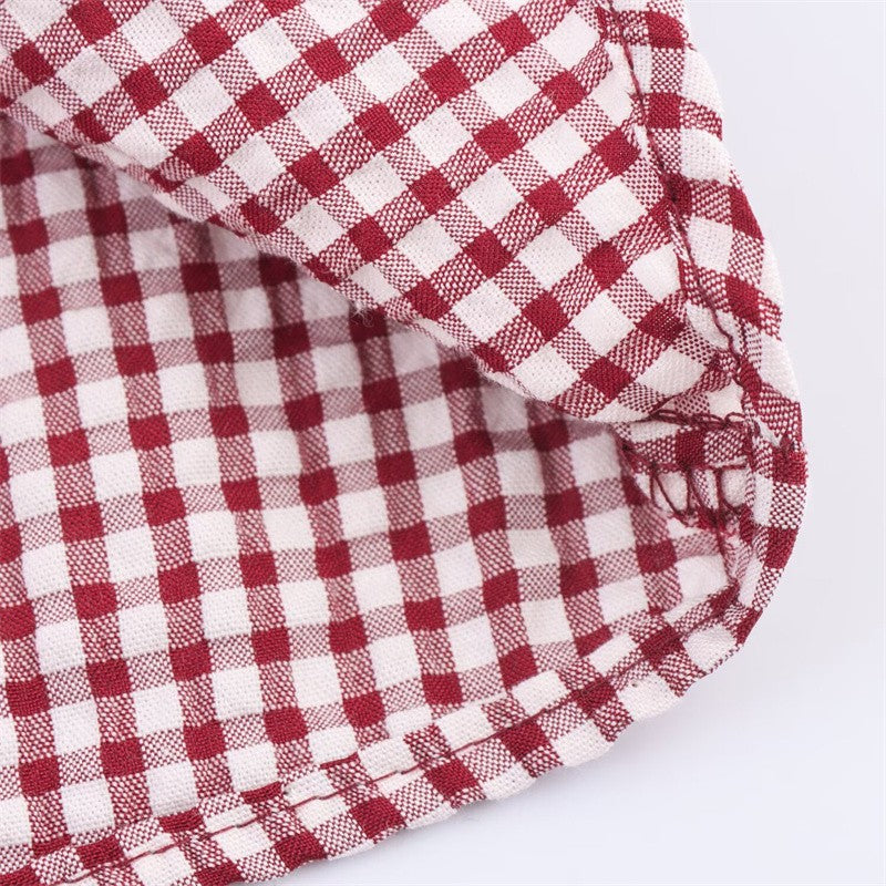 Women's Shirt Fall 2025 New Red Check Long Sleeve Stacked Decoration Pastoral Collegiate Shirt Casual Fashion Lively Personality