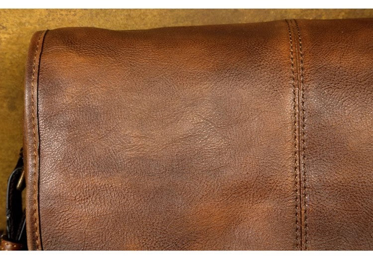 Leather shoulder bag men's messenger bag casual men's bag tide brand high-capacity leather messenger bag tooling backpack.