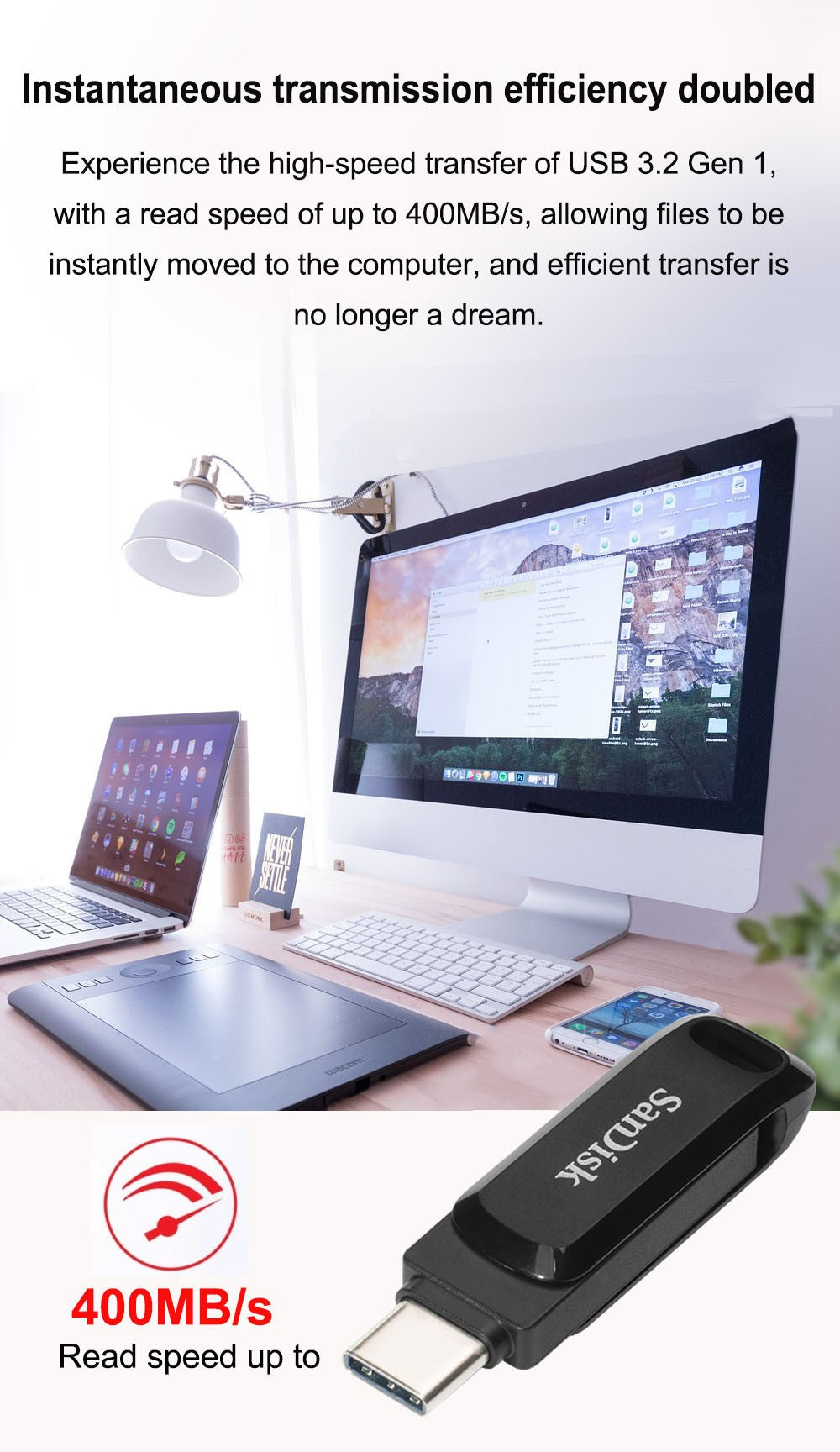 Pen Drive SanDisk 2 EM 1 Ultra Dual Drive GO USB 3.2 Tipo-C 64GB 128GB 256GB 512GB U Disk Velocidade de Até 400MB/s