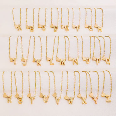 LATS Fashion Tiny Heart Dainty Necklace Gold Silver Color 26 Letter Name Choker For Women Pendant Bracelets Jewelry Gift