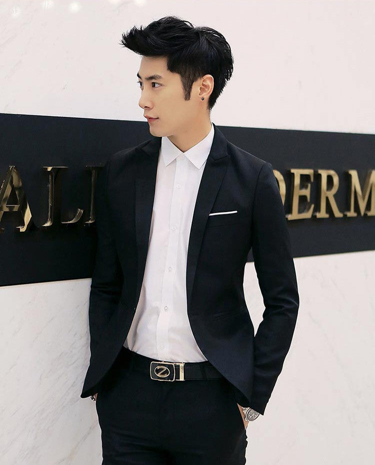 Summer Men's Casual Suit Fashion Business Office Trendy Non-ironing Anti-wrinkle Suit Jacket Solid Color Slim Fit Men's Suit