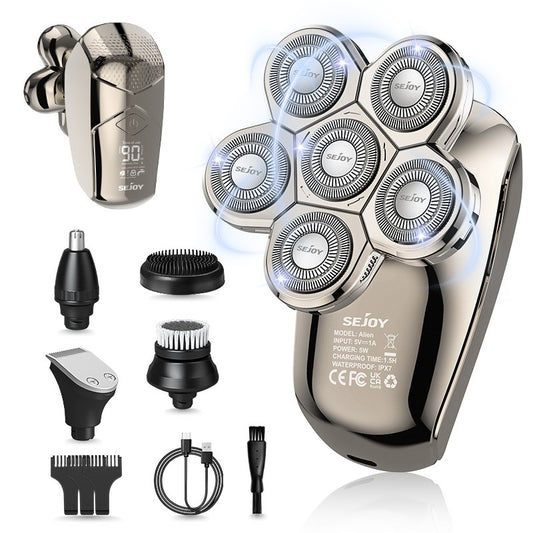 Sejoy Electric Bald Head Shaver & Multi-functional Hair Beard Trimmer 5 in 1 Wet & Dry Hair Cutting Machine Rechargeable