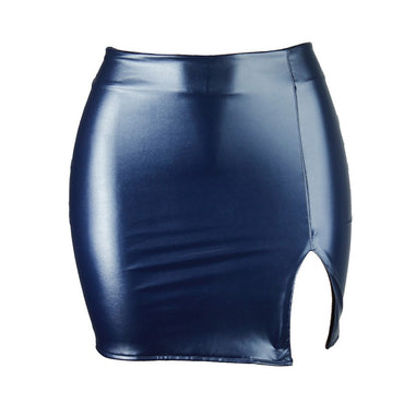 2025 Women Leather Night Clubwear Skirts Summer Pure Color PU-leather Zipper Sexy Hip Leather Mini Skirts