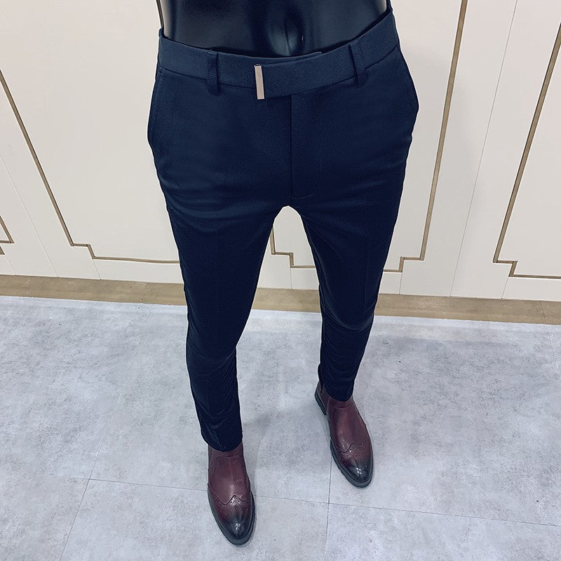 Spring 2025 Men Pants Korean Slim Fit Men Casual Ankle Length Pants Streetwear Men High Quality Black Gray Khaki Dress Suit Pant