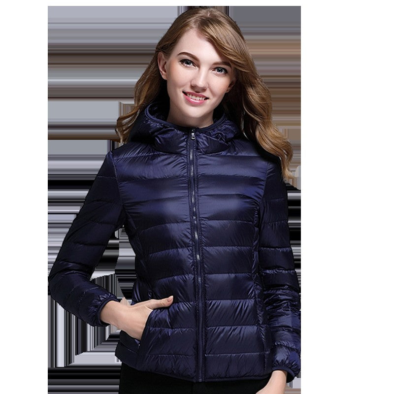 White Duck Down Winter Hoody Jackets Ultra-light Women Down Coats Puffer Long Sleeve Warm Slim Portable Thin Female Outwears 7XL