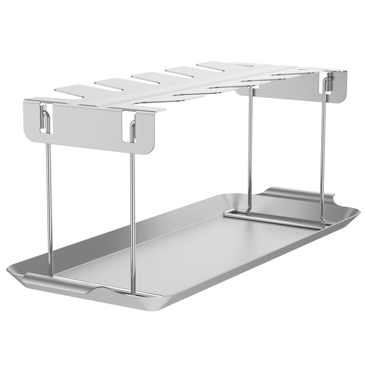 Chicken Leg Rack for Grill Barbecue Cooking Rack Stainless Steel Chicken Wing Rack with Drip Tray Folding BBQ Drumstick Stand