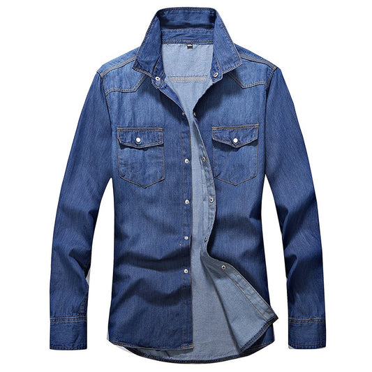 2023 spring and autumn Washing Charm jeans shirts Long sleeve men's shirt Denim Wear men's jacket Cowboy wear free shipping